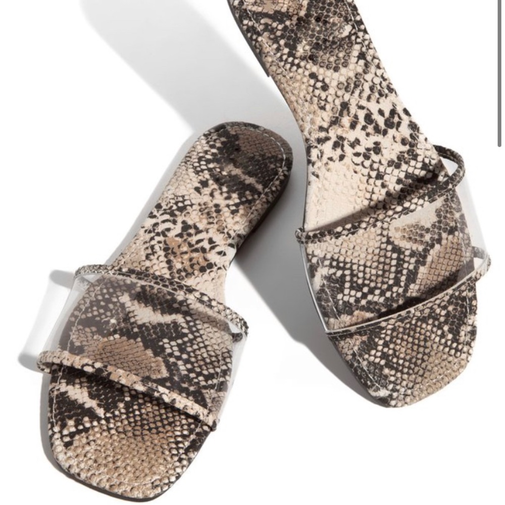 Clear Snakeskin Sandals - Picture 2 of 7